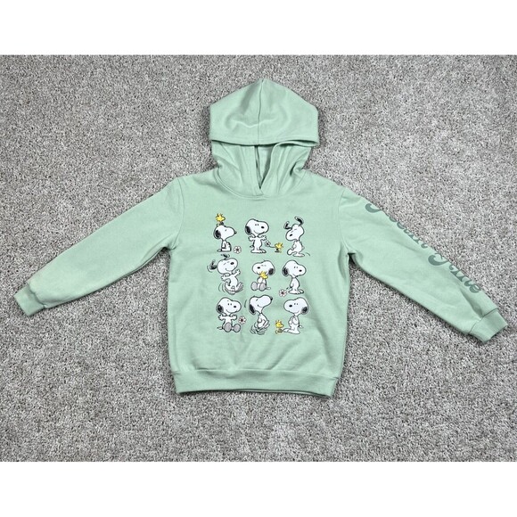 Peanuts Other - NWT Peanuts Snoopy Woodstock Kids Hoodie XS 4/5 Green Pullover Sweatshirt